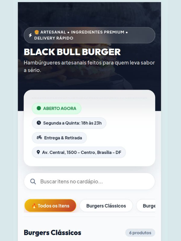 Preview do cardápio express